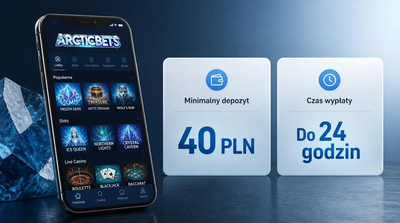 Telefon z katalogiem gier oraz oznaczeniami depozytu 40 PLN i wypłaty do 24 godzin